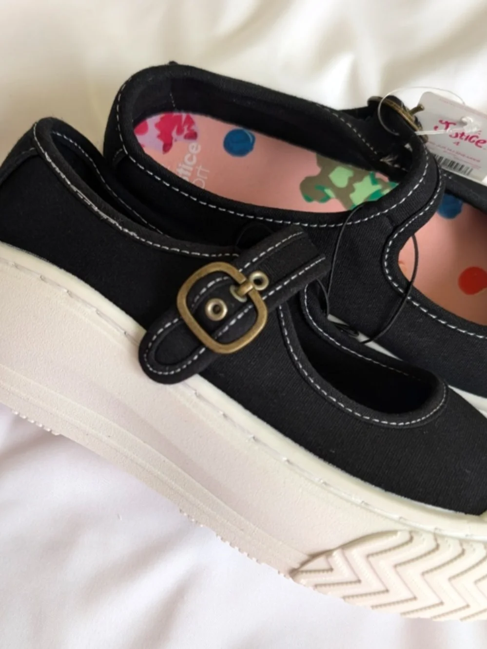 Justice Black Canvas Mary Jane Sneakers for Girls Size 5